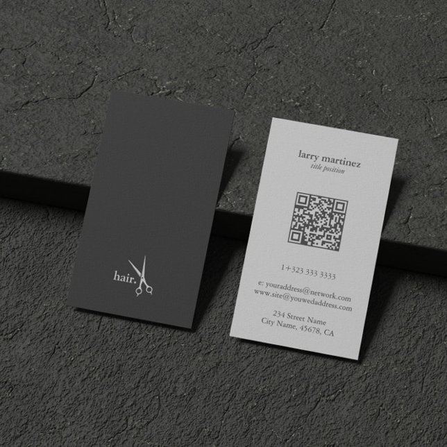 Tarjeta De Visita Código QR Cabello mínimo gris blanco (Subido por el creador)