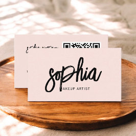 Tarjeta De Visita Código QR Calligrafía de pincel giratorio Rubor ro