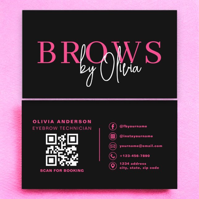 Tarjeta De Visita Código QR ceño Artista Brows Pink Hot Pink Black (Subido por el creador)