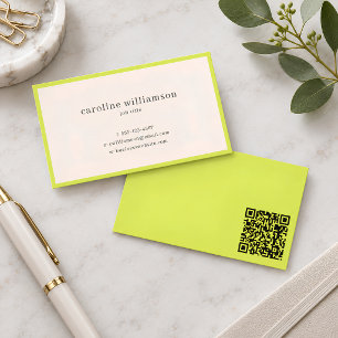 Tarjeta De Visita Código QR Chartreuse Moderno Minimalista Profesion