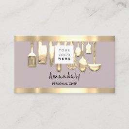 Tarjeta De Visita Código QR Chef personal Cocinar Restaurante Gold
