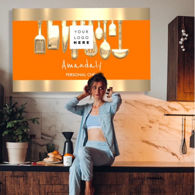 Tarjeta De Visita Código QR Chef personal Cocinar RestauranteComidaN (QR Code Personal Chef Cooking RestaurantFoodOrange Business Card)