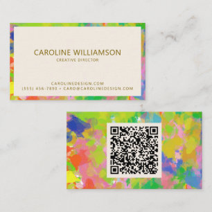 Tarjeta De Visita Código QR Colorido Abstracto Pintado Artista Creat