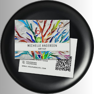 Tarjeta De Visita Código QR colorido moderno de artista