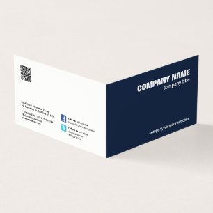 Tarjeta De Visita Código QR Compañía profesional Naval Azul Minim