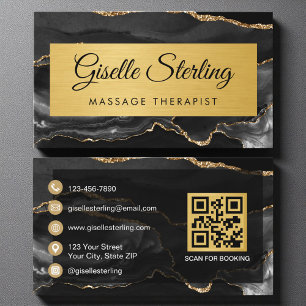 Tarjeta De Visita Código QR con brillo de Terapeuta de Masaje Ágata