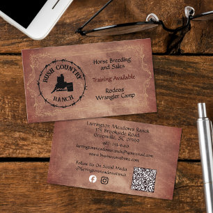 Tarjeta De Visita Código QR con logotipo personalizado de rancho de