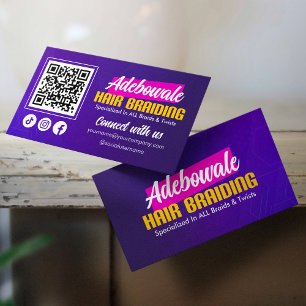 Tarjeta De Visita Código QR Conecta con nosotros cabello africano pú