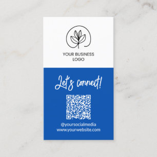 Tarjeta De Visita Código QR Conectemos Azul de un Solo Lado