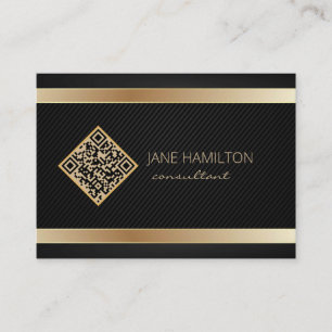 Tarjeta De Visita Código QR Consultor Moderno Dorado