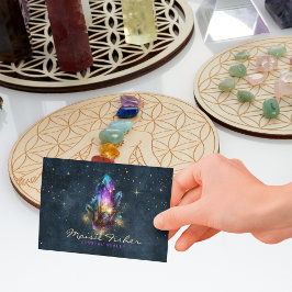 Tarjeta De Visita Código QR Crystal Healer Reiki Estrellas Celestial
