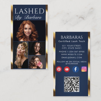 Tarjeta De Visita Código QR de 4 fotos de Belleza / Cabello / Pestañ
