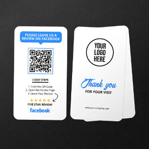 Tarjeta De Visita Código QR de 5 estrellas para reseñas de Facebook 