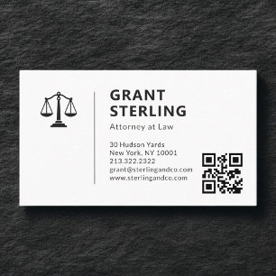 Tarjeta De Visita Código QR de Abogado Escalas de Justicia