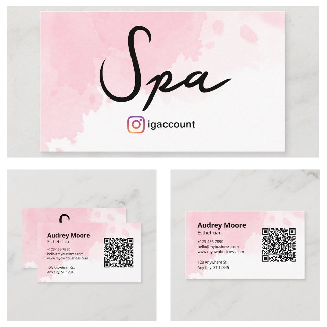 Tarjeta De Visita Código QR de acuarela esteticista de spa (Spa Esthetician Watercolor QR Code Business Card
)
