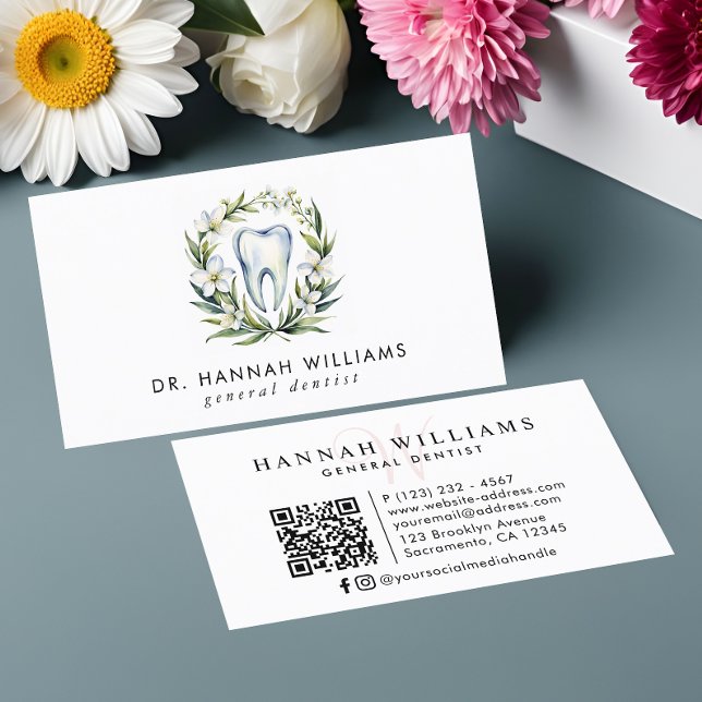 Tarjeta De Visita Código QR de acuarela ortodoncista moderna dentist (Subido por el creador)