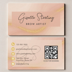 Tarjeta De Visita Código QR de acuarela para artista de cejas