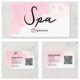 Tarjeta De Visita Código QR de Acuarela para Esteticista de Spa