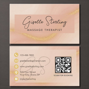 Tarjeta De Visita Código QR de Acuarela para Terapeuta de Masaje
