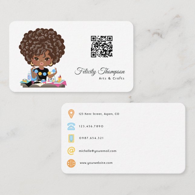 Tarjeta De Visita Código QR de Afro Crafter (Anverso / Reverso)