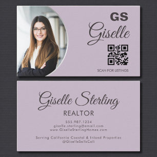 Tarjeta De Visita Código QR de agente inmobiliario con monograma de