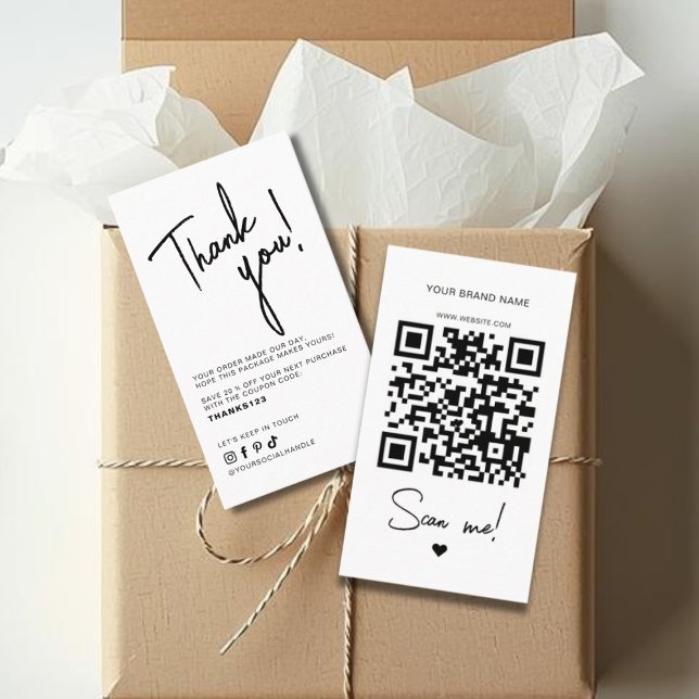 Tarjeta De Visita Código QR de agradecimiento de pedido blanco moder (Subido por el creador)