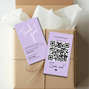 Tarjeta De Visita Código QR de agradecimiento de pedido morado moder