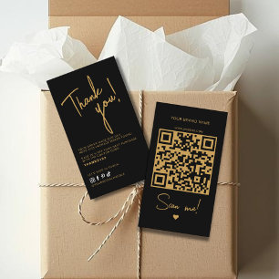 Tarjeta De Visita Código QR de agradecimiento de pedido negro modern