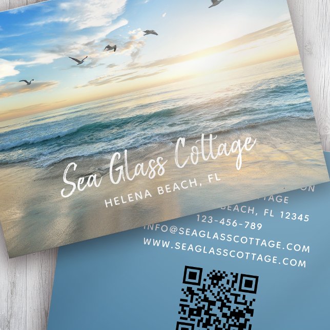 Tarjeta De Visita Código QR de alquiler de vacaciones en Beach House (Subido por el creador)
