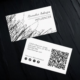 Tarjeta De Visita Código QR de análisis abstracto moderno en blanco 