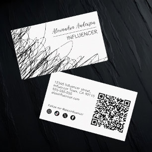 Tarjeta De Visita Código QR de análisis abstracto moderno en blanco 