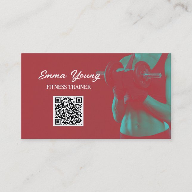 Tarjeta De Visita Código QR de aptitud personal del formador (Anverso)