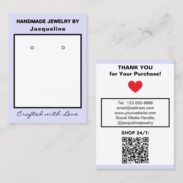 Tarjeta De Visita Código QR de Aretes de Joyería de Lavanda (Anverso / Reverso)