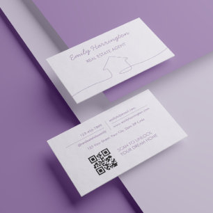 Tarjeta De Visita Código QR de Arte de Línea Agente Inmobiliario Mal