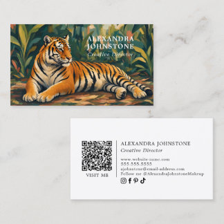 Tarjeta De Visita Código QR de arte de tigre en la selva