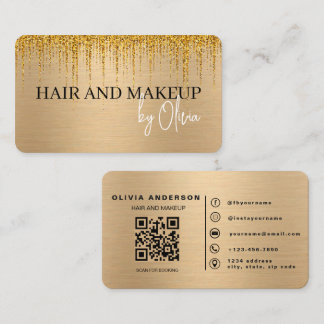 Tarjeta De Visita Código QR de artista de cabello y maquillaje de or