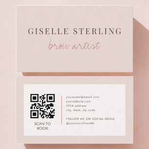 Tarjeta De Visita Código QR de artista de cejas Rosa Rubor