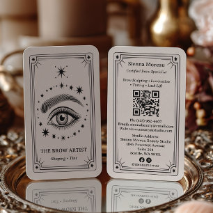 Tarjeta De Visita Código QR de artista de cejas Tarot Celestial Retr