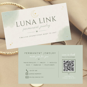 Tarjeta De Visita Código QR de artista de joyería permanente Modern