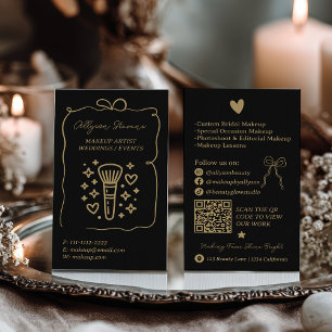 Tarjeta De Visita Código QR de artista de maquillaje con garabatos d