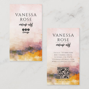 Tarjeta De Visita Código QR de Artista de Maquillaje de Acuarela Abs