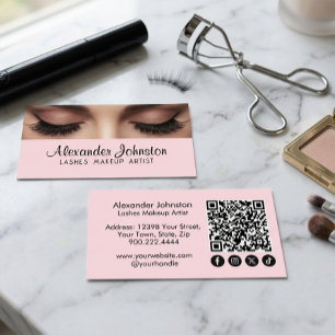 Tarjeta De Visita Código QR de artista de maquillaje de pestañas ros