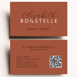 Tarjeta De Visita Código QR de Artista de Maquillaje Elegante Terrac