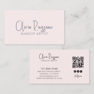 Tarjeta De Visita Código QR de Artista de Maquillaje en Redes Social