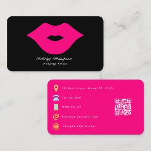 Tarjeta De Visita Código QR de Artista de Maquillaje Glam Chic