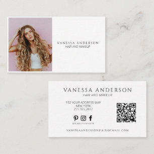 Tarjeta De Visita Código QR de Artista de Maquillaje Moderno Estilis