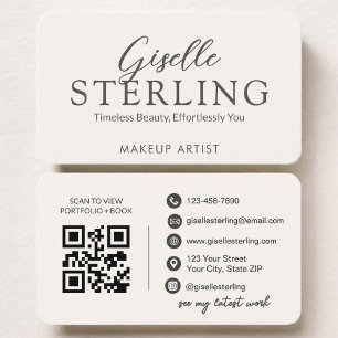 Tarjeta De Visita Código QR de Artista de Maquillaje Neutral Beige