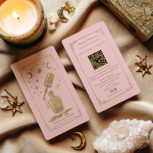 Tarjeta De Visita Código QR de artista de uñas del Tarot Celestial R