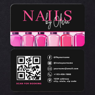 Tarjeta De Visita Código QR de artista de uñas minimalista