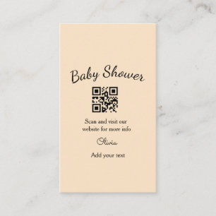 Tarjeta De Visita Código QR de baby shower rosa simple agregar nombr